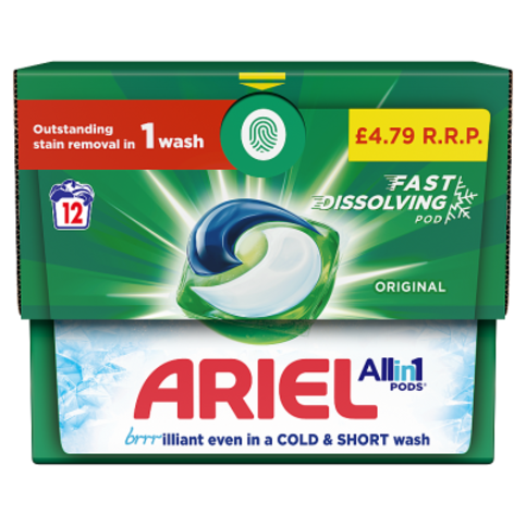 Ariel All-in-1 Pods, Washing Liquid Capsules 12 Washes