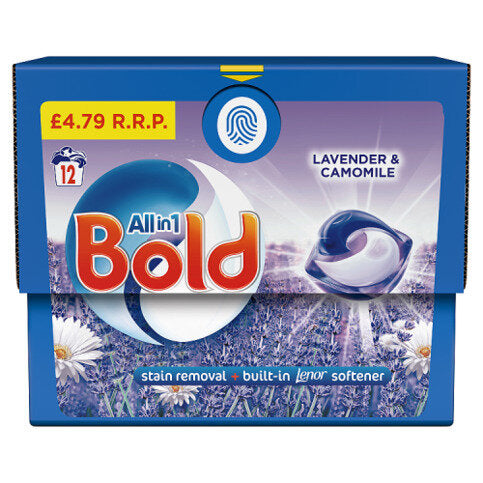 Bold All-in-1 PODS Washing Liquid Capsules 12 Washes, Lavender & Camomile