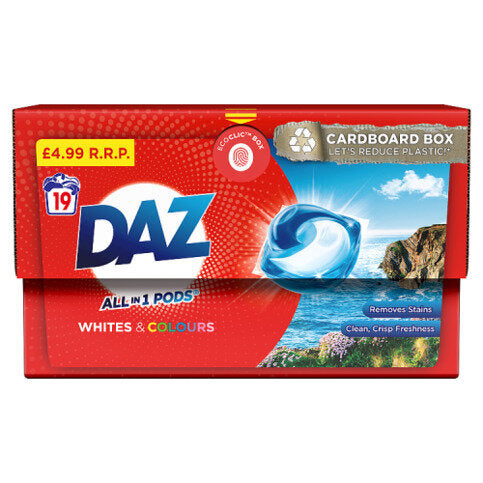 DAZ All-in-1 PODs Washing Liquid Capsules, 19 Washes, Whites & Colours