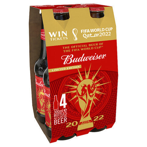 Budweiser Limited Edition Beer Bottles 4 x 300ml